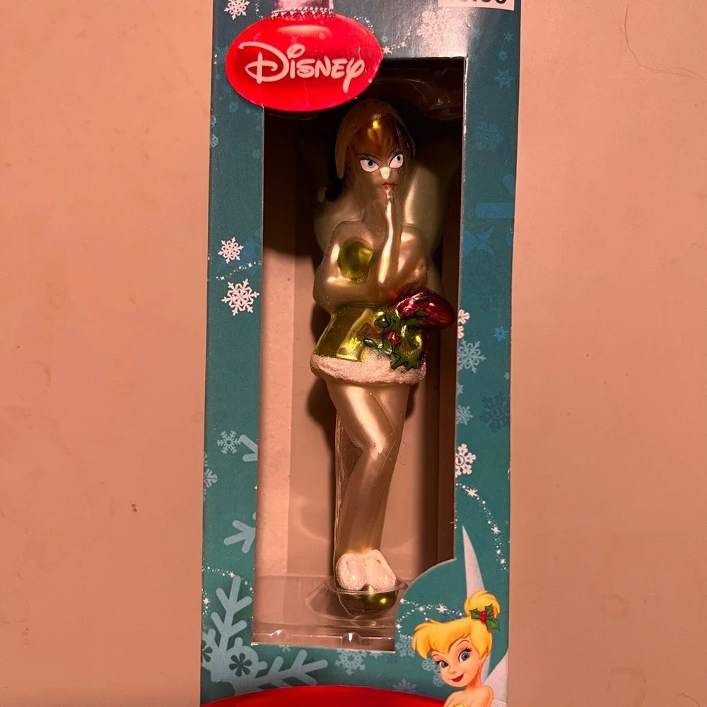 Disney Tinker Bell Christmas Ornament‎ Glass Holiday Fairy Peter Pan Green New